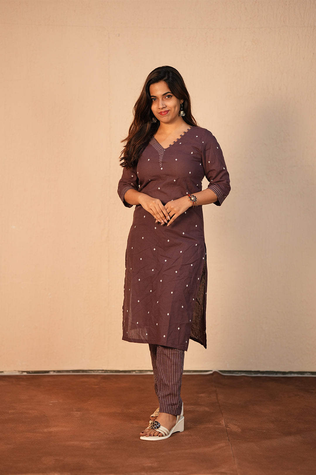 Mauve Handloom Kurti Set