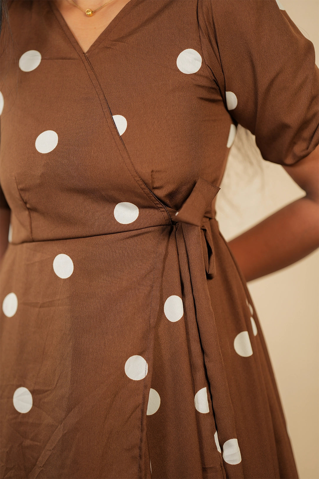 White polka dot wrap style maxi