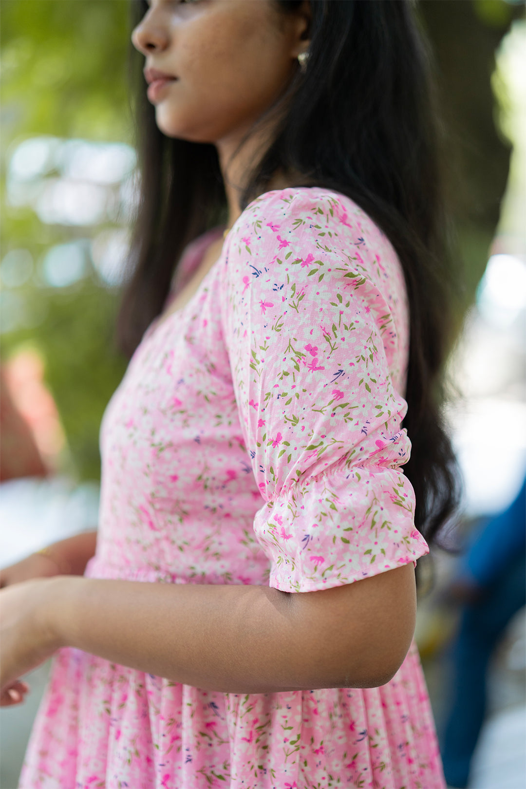Pink Floral Crepe Dress