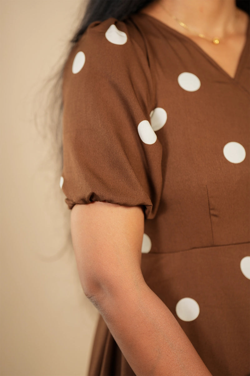 White polka dot wrap style maxi