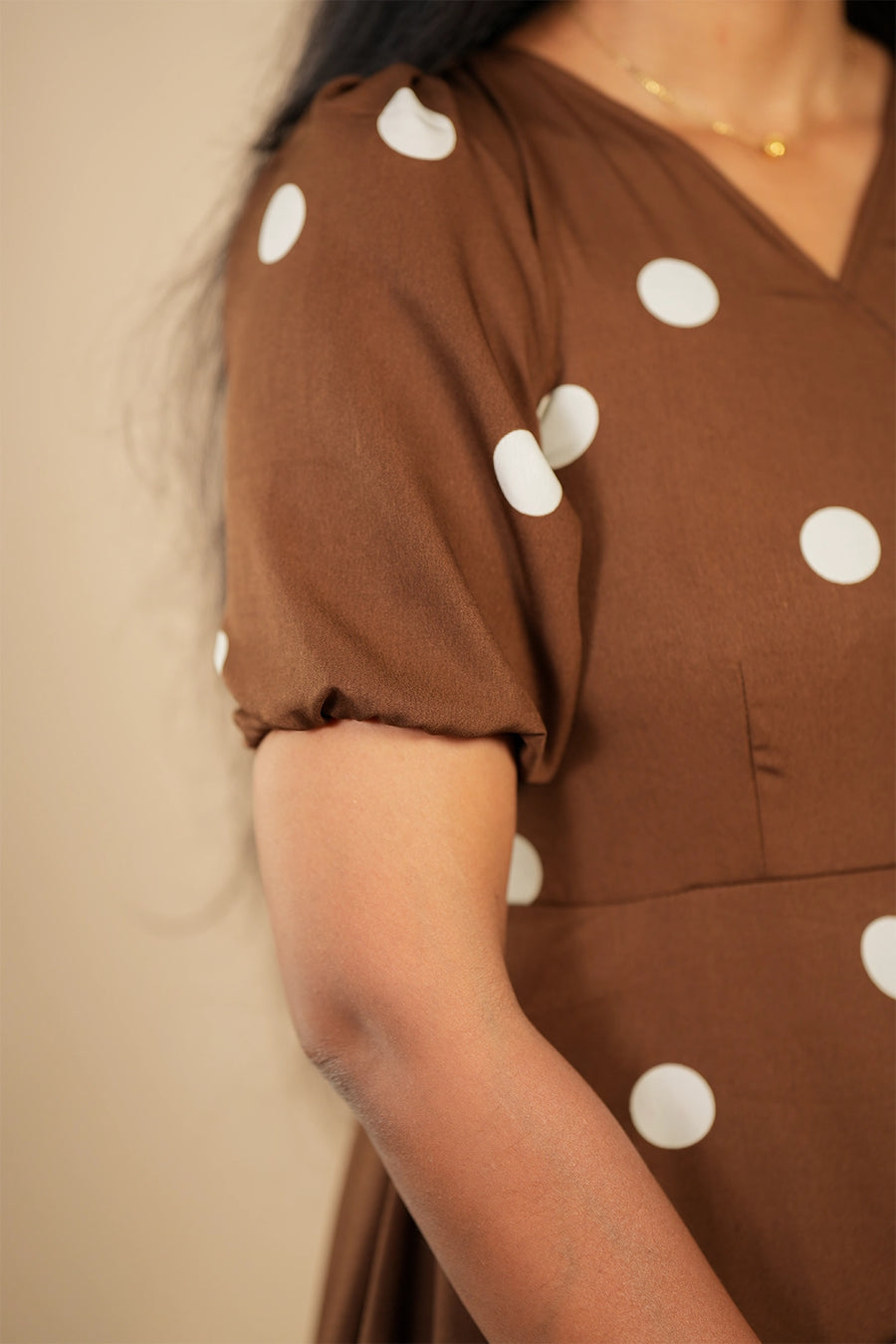 White polka dot wrap style maxi