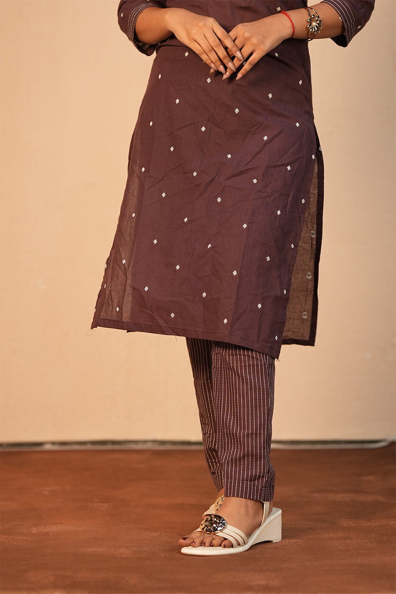 Mauve Handloom Kurti Set