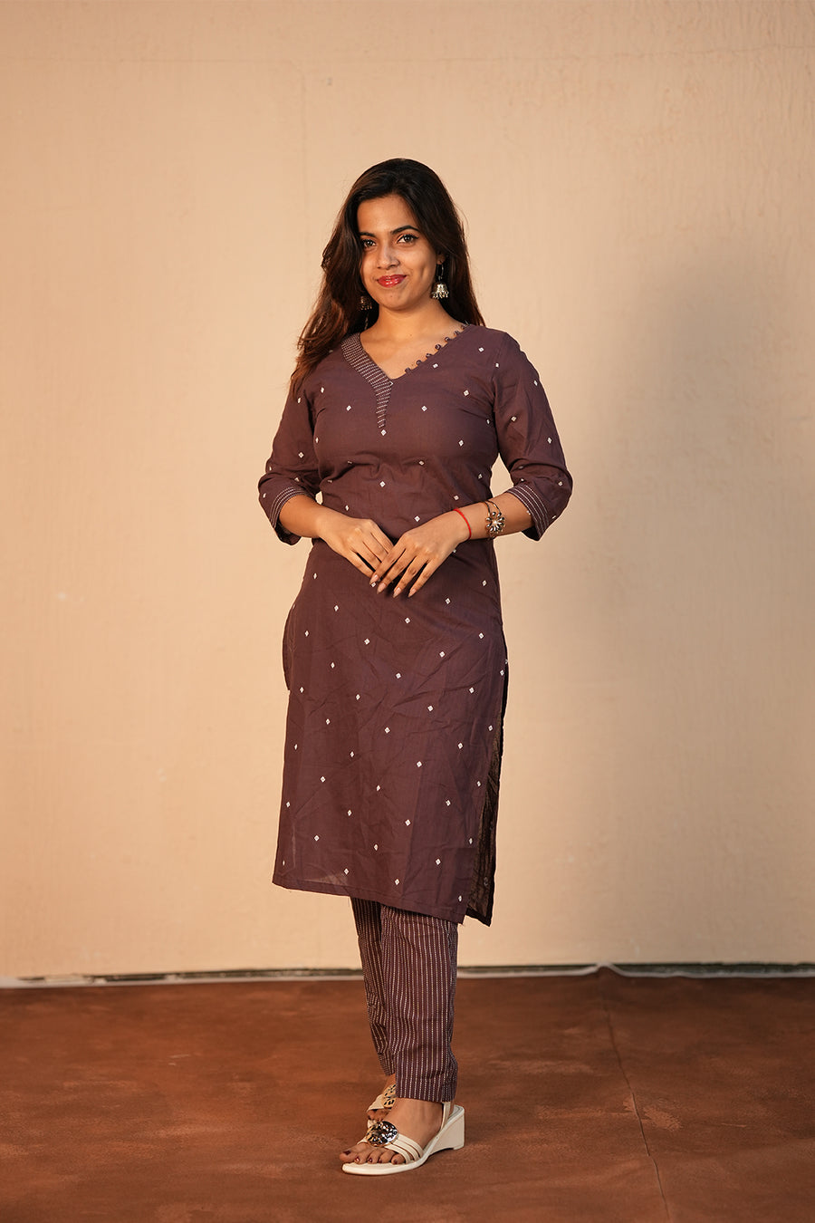 Mauve Handloom Kurti Set