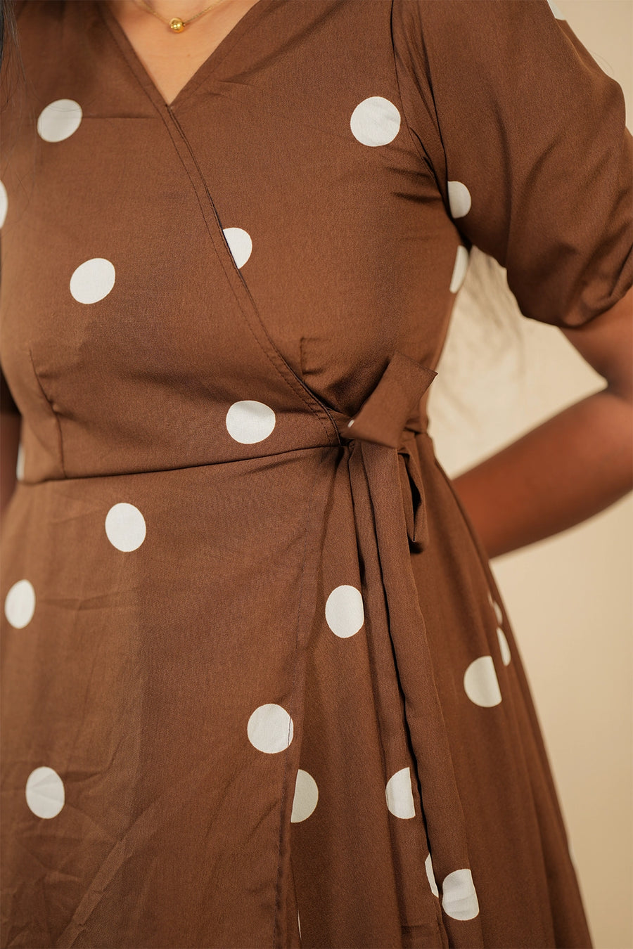 White polka dot wrap style maxi
