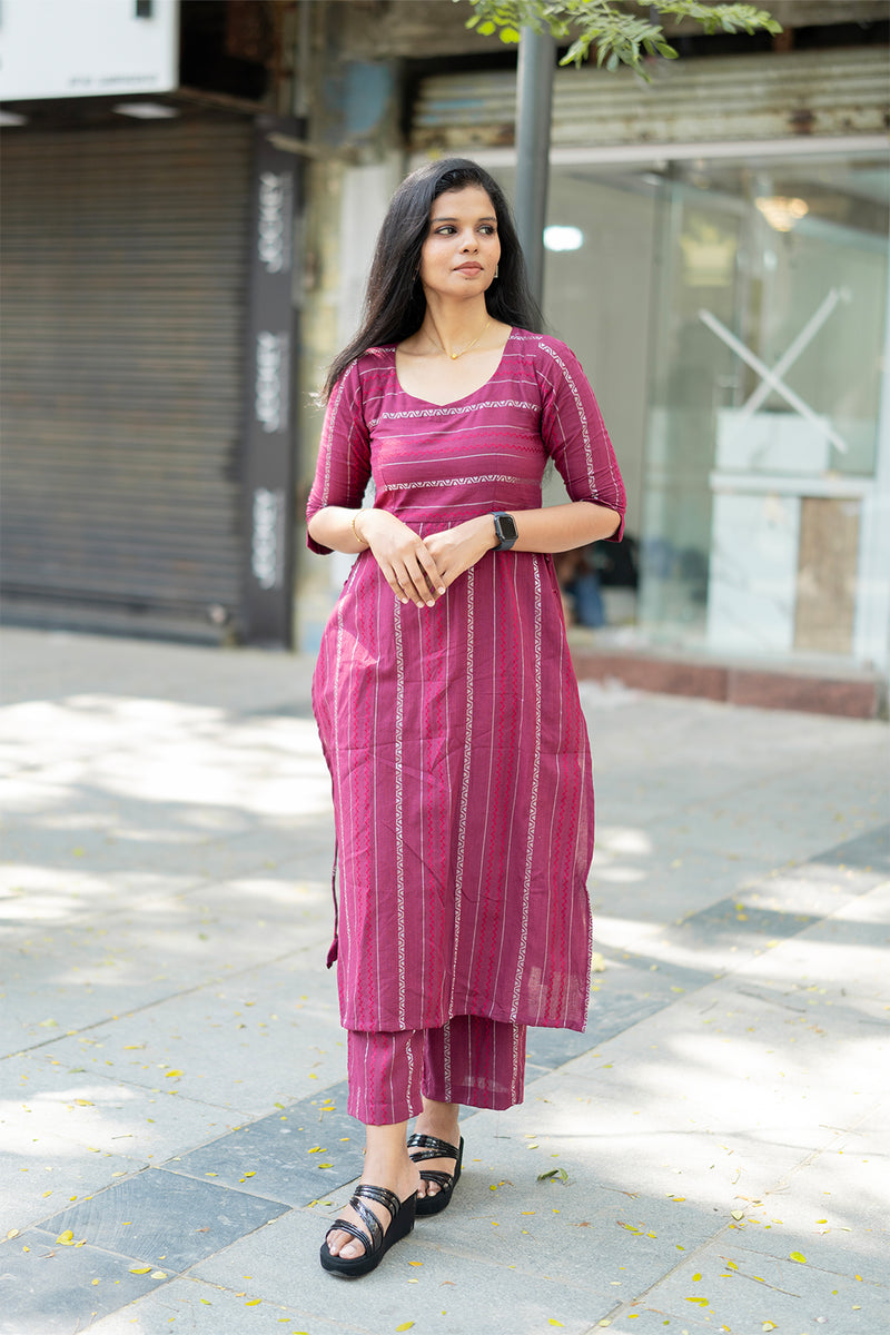 Maroon Handloom Cotton Co-ord Set