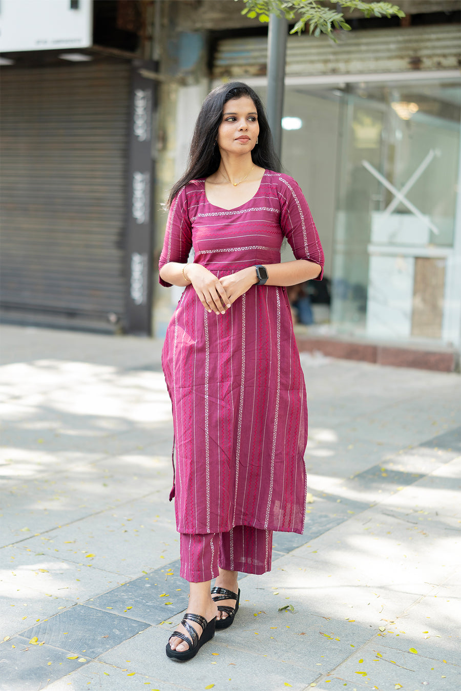 Maroon Handloom Cotton Co-ord Set