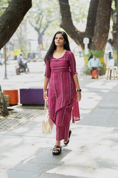 Maroon Handloom Cotton Co-ord Set