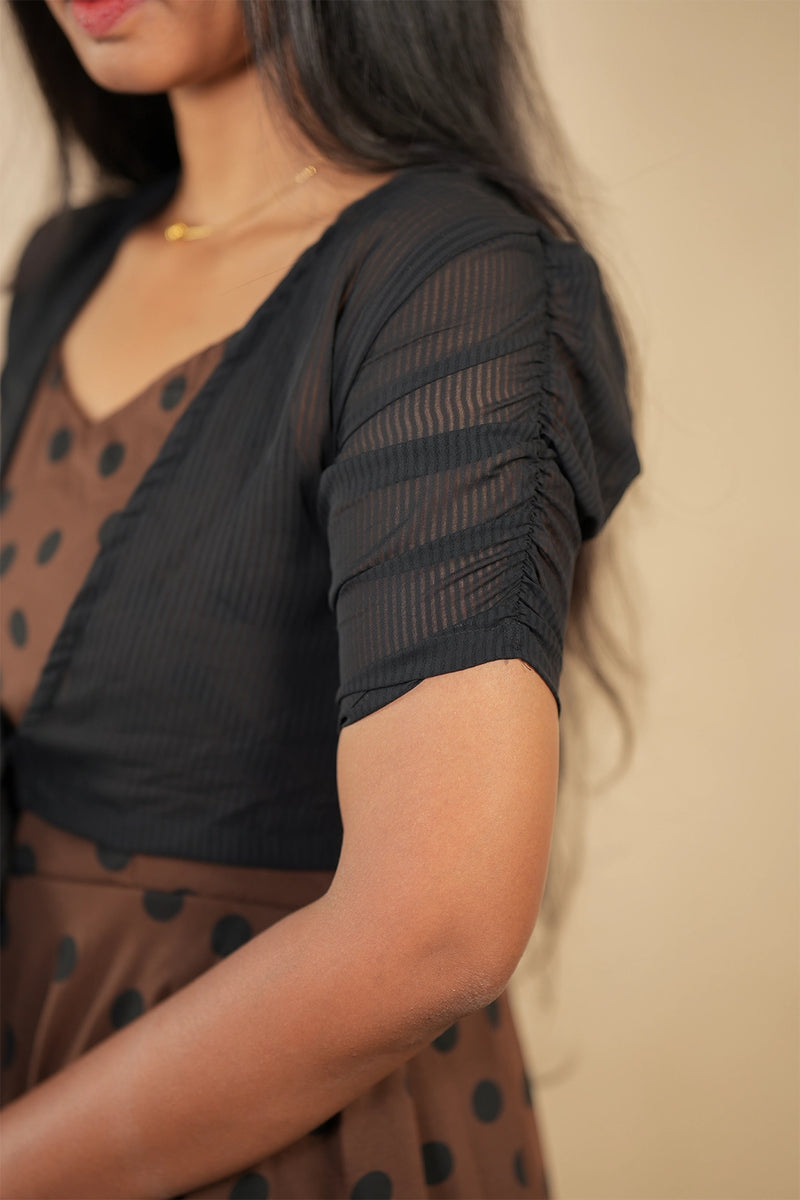 Mocha Charm Polka Dress with Jacket
