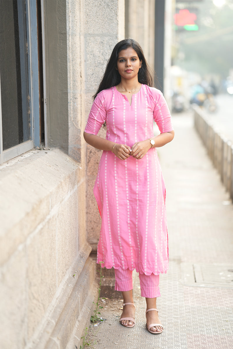 Pink Cloud Handloom Cotton Co-ord Set