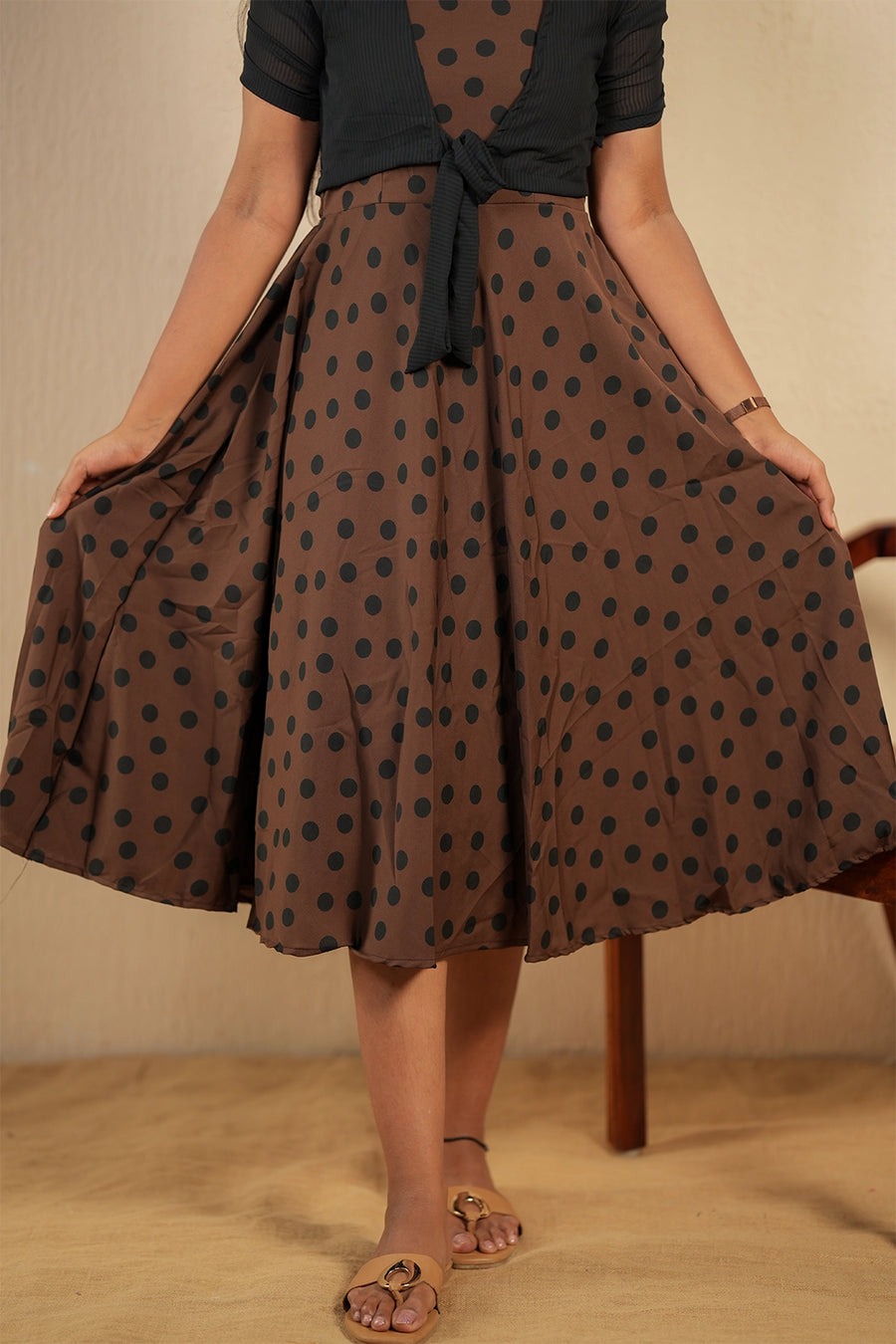 Mocha Charm Polka Dress with Jacket