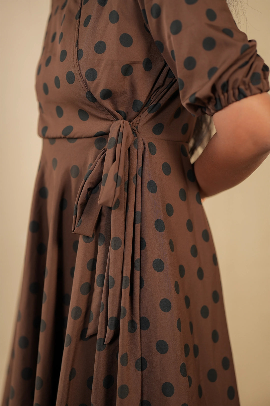 Black polka dot wrap style maxi