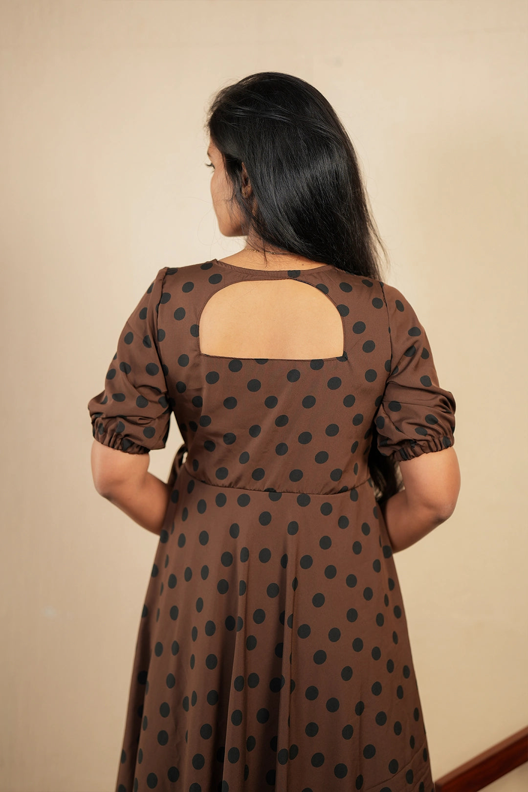 Black polka dot wrap style maxi